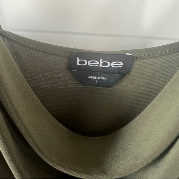 Bebe cowl neck spaghetti maxi strap dress in olive green size L - Picture 3 of 7